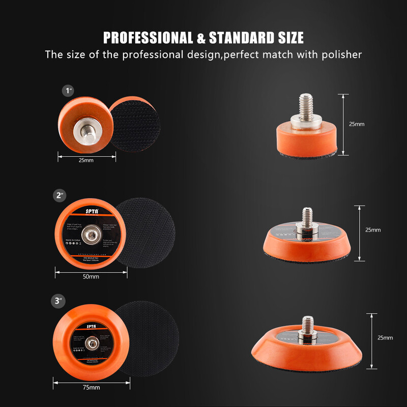SPTA 1"2"3" Placă de suport cu cârlig și buclă 5/16"-24 Filet DA Slefuitor/lustruit orbital aleatoriu