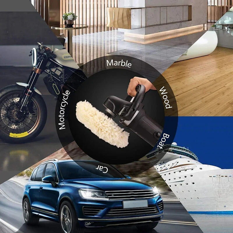 Tampoane de lustruit din lână de 6/7/8 inci Tampă de lustruit din lână 100% naturală pentru lustruire cu tăiere compusă cu prindere cu cârlig și buclă