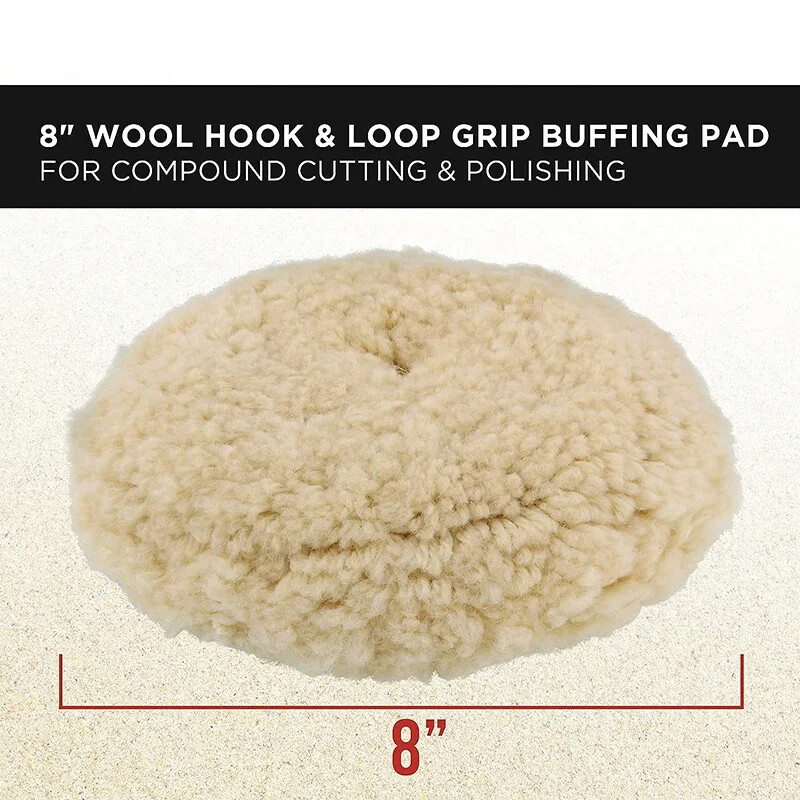 Tampoane de lustruit din lână de 6/7/8 inci Tampă de lustruit din lână 100% naturală pentru lustruire cu tăiere compusă cu prindere cu cârlig și buclă