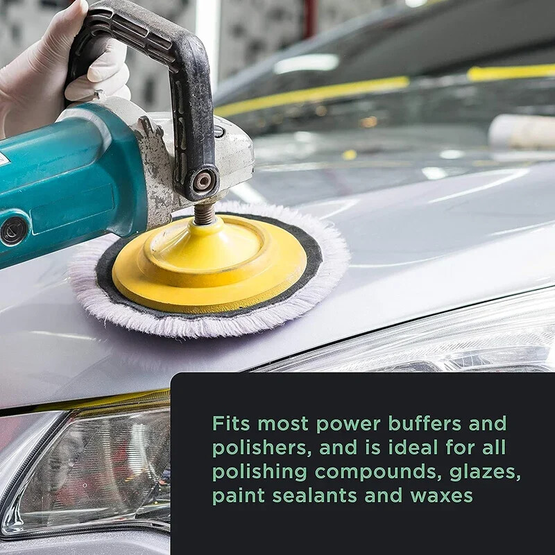 Tampoane de lustruit din lână de 6/7/8 inci Tampă de lustruit din lână 100% naturală pentru lustruire cu tăiere compusă cu prindere cu cârlig și buclă