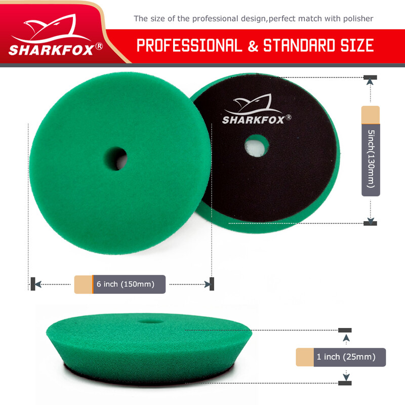 Sharkfox 5Gb 3"(80mm)/5"(125mm)/6"(150mm) automašīnu pulēšanas pulēšanas spilventiņi T formas sūklis DA/RO/GA automašīnu bufera pulētājam