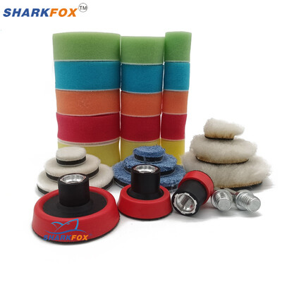 29Pcs 1/2/3 inch Waxing Spužva za poliranje Vuneni jastučići Podložna ploča Sustav alata za poliranje automobila za DA/RO stroj za poliranje