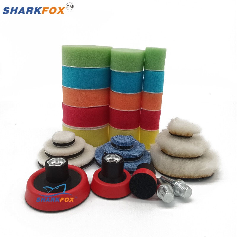 29Pcs 1/2/3 inch Waxing Spužva za poliranje Vuneni jastučići Podložna ploča Sustav alata za poliranje automobila za DA/RO stroj za poliranje