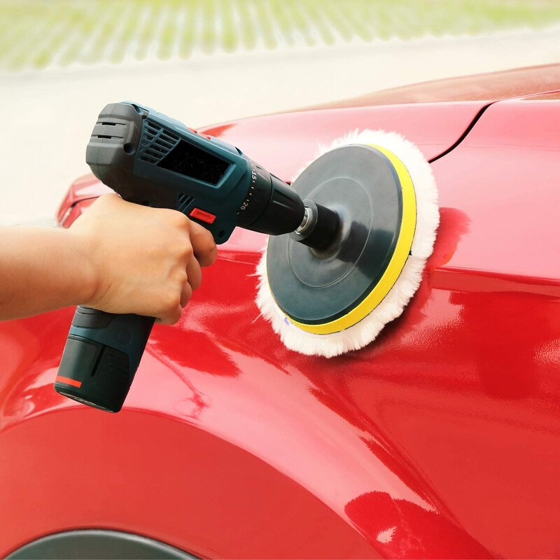 Tampă de lustruit din lână de 2 până la 7 inci Tampoane de lustruit din piele moale de oaie cu cârlig și buclă în spate Tampă de tăiere din lână pentru sticlă de mobilier de mașină