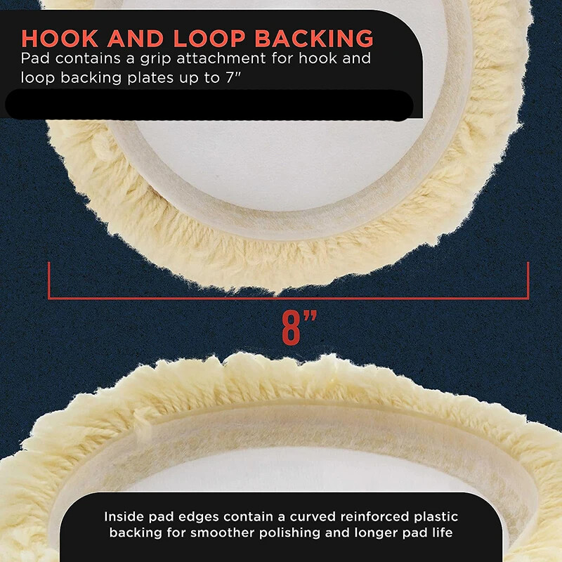Vuneni jastučići za poliranje od 6/7/8 inča Jastučić za poliranje od 100% prirodne vune za složeno poliranje s kukom i petljom