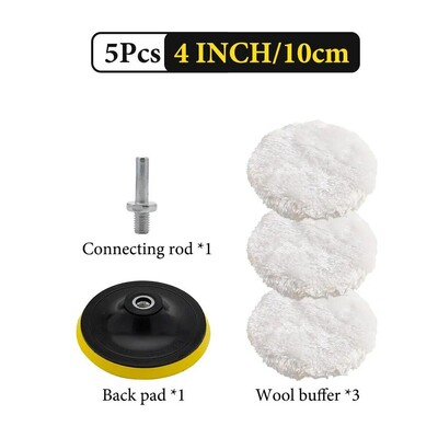 5 buc. Kit de lustruit 3/4/5 inch Tampoane de lustruit pentru mașină Disc burete pentru depilare cu ceară Roată de lână Tampoane de lustruit pentru îngrijirea vopselei auto Gadget auto