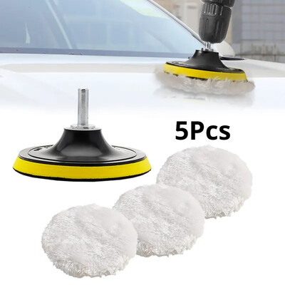 5 buc. Kit de lustruit 3/4/5 inch Tampoane de lustruit pentru mașină Disc burete pentru depilare cu ceară Roată de lână Tampoane de lustruit pentru îngrijirea vopselei auto Gadget auto