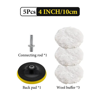 5 buc. Kit de lustruit 3/4/5 inch Tampoane de lustruit pentru mașină Disc burete pentru depilare cu ceară Roată de lână Tampoane de lustruit pentru îngrijirea vopselei auto Gadget auto