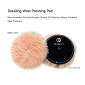 DUOMENYS 3 colių (80 mm)/5 colių (130 mm)/6 colių (155 mm) vilnos didelio tankio ėriukų poliravimo padas, skirtas automobilių poliruokliui, vaškavimas, poliravimas, poliravimas