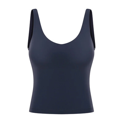 Topuri de antrenament cu decolteu în V Slim Fit Cotton Feel Yoga Sport Tank Vestă pentru alergare Cămașă de antrenament fără mâneci, cu tampoane detașabile, cu logo