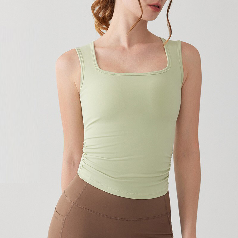 2024 Vestă de yoga pentru femei Elasticitate Sport de gimnastică Crop Topuri Fitness Antrenament Cămăși sportive Maiuri fără mâneci Topuri de sutien de yoga căptușite