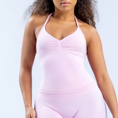 Top de gimnastică cu bretele cu paragate Impact, cu logo, haine de sport fără spate