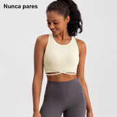 Потник за йога Оребрено фитнес йога бельо Дамски спортен сутиен Push Up Фитнес сутиен Бягане Фитнес фитнес горнища