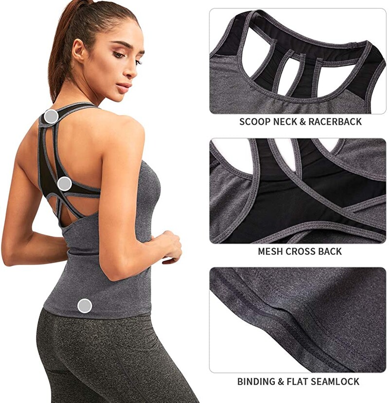 Attraco ženska majica bez rukava za jogu Sportska majica bez rukava Mrežasta mreža za vježbanje Prozračna odjeća za trčanje Sportska aktivna odjeća