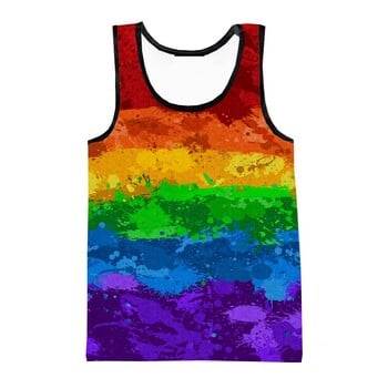 Ανδρικό και παιδικό μπλουζάκι Rainbow Paint Splash Tank Top Graffiti Harajuku Street Αμάνικο μπλουζάκι Fashion Casual Thin Sportswear