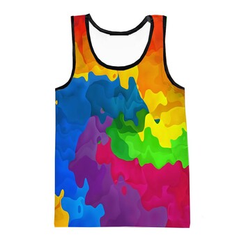 Ανδρικό και παιδικό μπλουζάκι Rainbow Paint Splash Tank Top Graffiti Harajuku Street Αμάνικο μπλουζάκι Fashion Casual Thin Sportswear