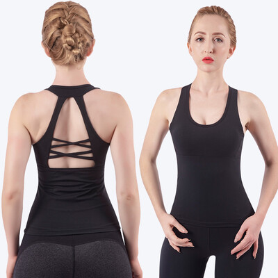 Bezpiedurkņu sacīkšu jogas veste Sporta vientuļa sieviešu sporta fitnesa sporta topi sporta zālei skriešanas treniņu jogas krekli