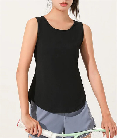 PofyBofy plasă, fără spate, decolteu, fără mâneci, cu uscare rapidă, cămașă elastică ușoară pentru femei, fitness, yoga, alergare, Pilates, maiuri sport