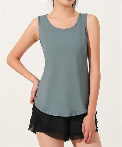 PofyBofy plasă, fără spate, decolteu, fără mâneci, cu uscare rapidă, cămașă elastică ușoară pentru femei, fitness, yoga, alergare, Pilates, maiuri sport