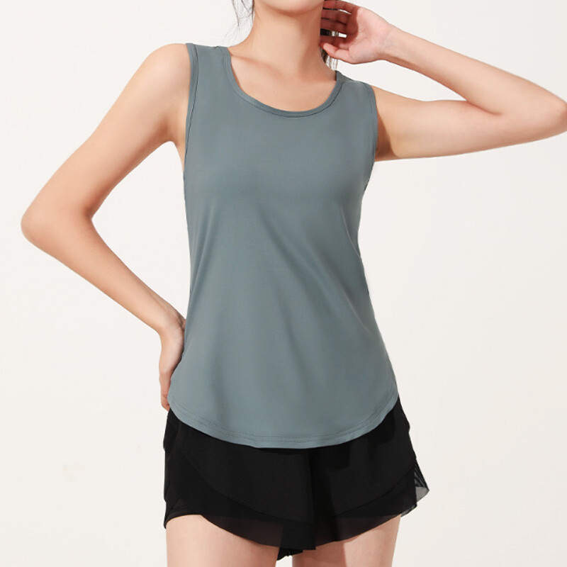 PofyBofy plasă, fără spate, decolteu, fără mâneci, cu uscare rapidă, cămașă elastică ușoară pentru femei, fitness, yoga, alergare, Pilates, maiuri sport