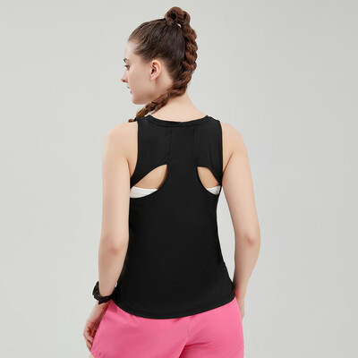 Tricou fără mâneci cu spatele cursei de curse Femei Antrenament de gimnastică Fitness Tank Top Respirabil 90% Nailon 10% Spandex Vestă elastică Topuri atletice