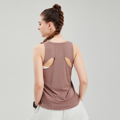 Tricou fără mâneci cu spatele cursei de curse Femei Antrenament de gimnastică Fitness Tank Top Respirabil 90% Nailon 10% Spandex Vestă elastică Topuri atletice