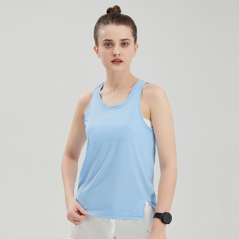 Tricou fără mâneci cu spatele cursei de curse Femei Antrenament de gimnastică Fitness Tank Top Respirabil 90% Nailon 10% Spandex Vestă elastică Topuri atletice
