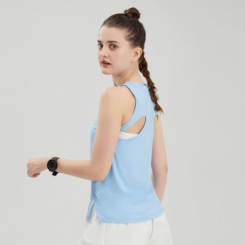 Tricou fără mâneci cu spatele cursei de curse Femei Antrenament de gimnastică Fitness Tank Top Respirabil 90% Nailon 10% Spandex Vestă elastică Topuri atletice