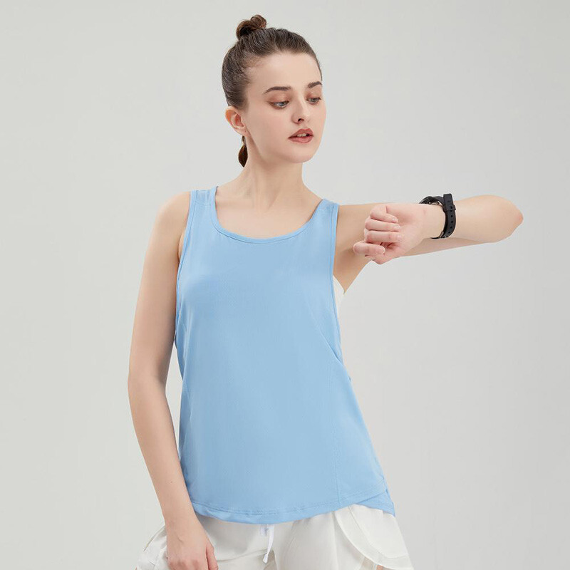 Tricou fără mâneci cu spatele cursei de curse Femei Antrenament de gimnastică Fitness Tank Top Respirabil 90% Nailon 10% Spandex Vestă elastică Topuri atletice