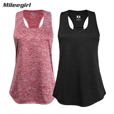 Mileegirl Top pentru yoga fără mâneci, pentru femei, cu uscare rapidă, respirabil, pentru alergare, pentru sport, fără mâneci, pentru fitness, pentru antrenament în sală, cămașă pentru yoga