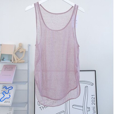 Cămașă fără mâneci pentru damă, cu decolteu deschis, cu plasă contractată, cu spatele cu curse de curse, maiu largi, de vară, cămăși fără mâneci, despicate în lateral, la modă 2024