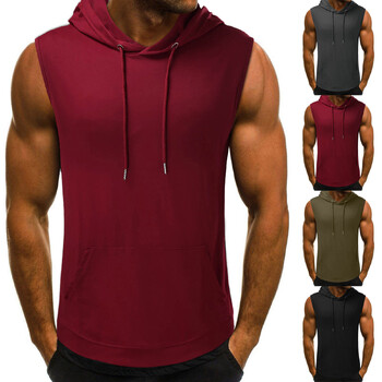 Επωνυμία 2023 Gyms Ανδρικά ρούχα Bodybuilding Κουκούλα Tank Top Βαμβακερό αμάνικο γιλέκο Φούτερ Fitness Workout Αθλητικά ανδρικά