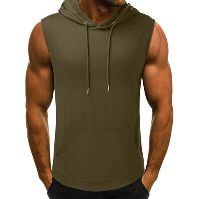 2023 Brand Gyms Clothing Men Bodybuilding Hood Tank Top Bumbac Vestă fără mâneci Hanorac Fitness Antrenament Îmbrăcăminte sport Topuri Bărbați