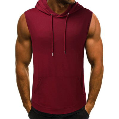 2023 Brand Gyms Clothing Men Bodybuilding Hood Tank Top Bumbac Vestă fără mâneci Hanorac Fitness Antrenament Îmbrăcăminte sport Topuri Bărbați