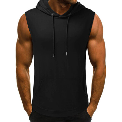 2023 Brand Gyms Clothing Men Bodybuilding Hood Tank Top Bumbac Vestă fără mâneci Hanorac Fitness Antrenament Îmbrăcăminte sport Topuri Bărbați