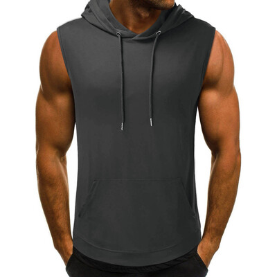2023 Brand Gyms Clothing Men Bodybuilding Hood Tank Top Bumbac Vestă fără mâneci Hanorac Fitness Antrenament Îmbrăcăminte sport Topuri Bărbați