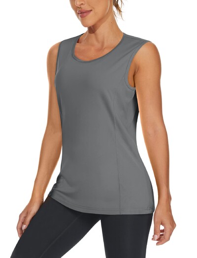 TACVASEN Tricouri de antrenament pentru antrenament de vară cu uscare rapidă, pentru femei, cu gâtul turn, tricouri fără mâneci, maiuri respirabile pentru antrenament pentru alergare