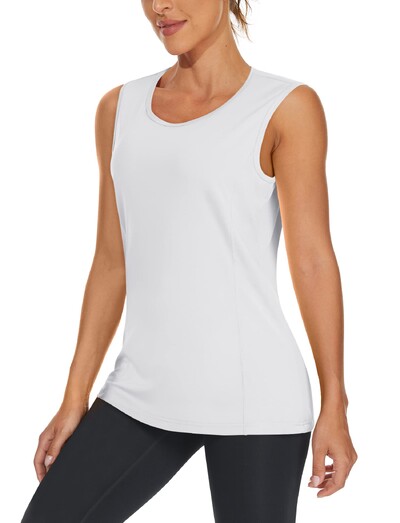 TACVASEN Tricouri de antrenament pentru antrenament de vară cu uscare rapidă, pentru femei, cu gâtul turn, tricouri fără mâneci, maiuri respirabile pentru antrenament pentru alergare