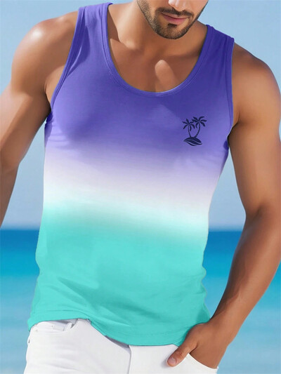 Vestă de culoare solidă pentru bărbați, îmbrăcăminte confortabilă hawaiană, pentru bărbați, de vară, pe plajă, de călătorie, cu uscare rapidă, tricou fără mâneci.