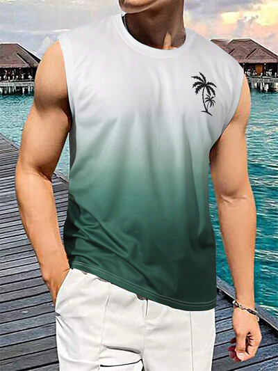 Vestă de culoare solidă pentru bărbați, îmbrăcăminte confortabilă hawaiană, pentru bărbați, de vară, pe plajă, de călătorie, cu uscare rapidă, tricou fără mâneci.