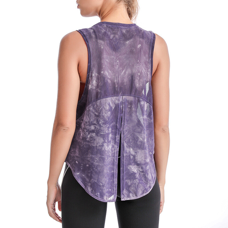 Vestă sport pentru femei Cămașă de yoga cu plasă subțire lejeră pentru alergare, fitness, tricou fără mâneci, cu uscare rapidă, maiuri cu furci, tricou pentru antrenament de gimnastică, bluză