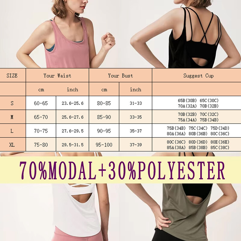 PofyBofy Modal decolteu cu gât fără cusături, fără mâneci, sexy, fără spate, cămașă de bază, vestă, respirabilă, pentru femei, vară, alergare, fitness, maiuri