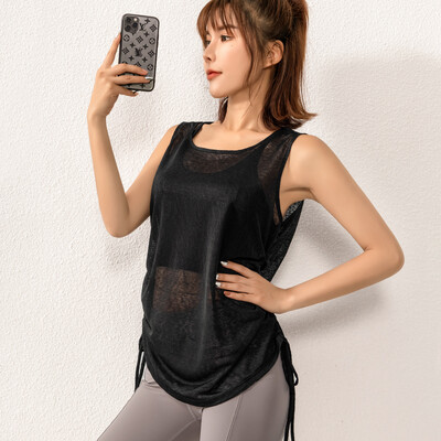 Cămăși pentru yoga pentru femei, lejer, subțire, transparentă, vestă sport, cu uscare rapidă, tricou fără mâneci, sală, fitness, alergare, maiuri, bluză cu șnur