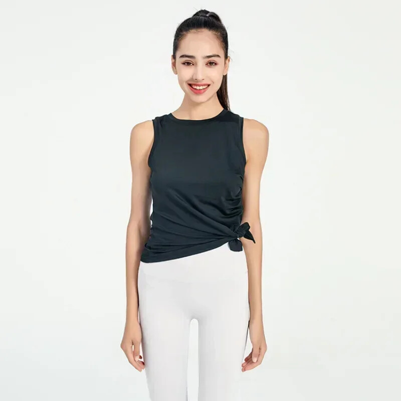 Vestă sport pentru femei, cu fantă, elastică, pentru yoga, Pilates, decupată, pentru antrenament de fitness, RespirabilTank Top Îmbrăcăminte sportivă pentru femei