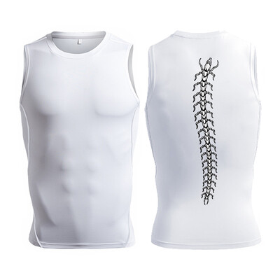 Tricouri cu compresie cu imprimeu pe spate pentru bărbați, vară, atletism, cu uscare rapidă, vestă fără mâneci, tricou, antrenament pentru sală, alergare, strat de bază.