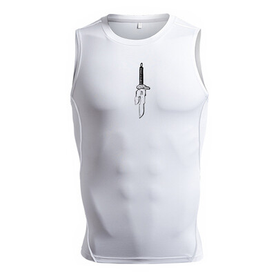 Grafisks bezpiedurkņu kompresijas krekls vīriešiem Vasaras Athletic Ātri Dry Elastīgi Topi Sporta zāle Treniņiem Skriešanas vestu pamatnes