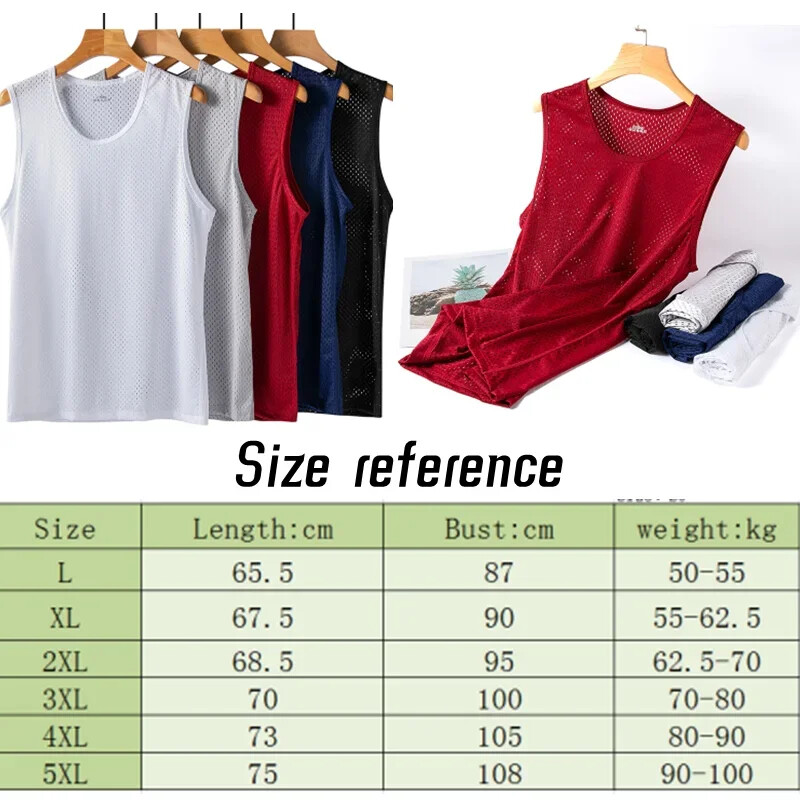 Мъжка ледена копринена жилетка мрежеста долна тениска лятна тънка горна част за фитнес спортна долна тениска без ръкави мъжка жилетка с дъно за фитнес за бягане нова