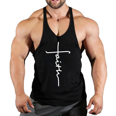 Zīmolu sporta zāle Apģērbi Kokvilnas Singlets Canotte Bodybuilding Stringer Tank Top Vīriešu Fitnesa Krekls Muskuļu Puiši Bezpiedurkņu Veste Tanktop