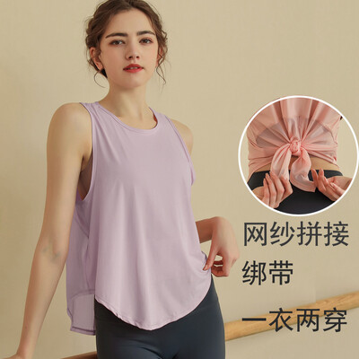 Maiouri de vară pentru femei, haine de antrenament, cu ochiuri largi, cu plasă, cu spate deschis, cămăși cu patchwork, cu uscare rapidă, pentru alergare, sală, vestă sportivă