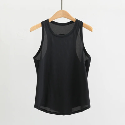 Vestă din țesătură ușoară pentru yoga cu gât rotund, cu cămașă de jogging reflectorizant, tricou sport clasic fără mâneci